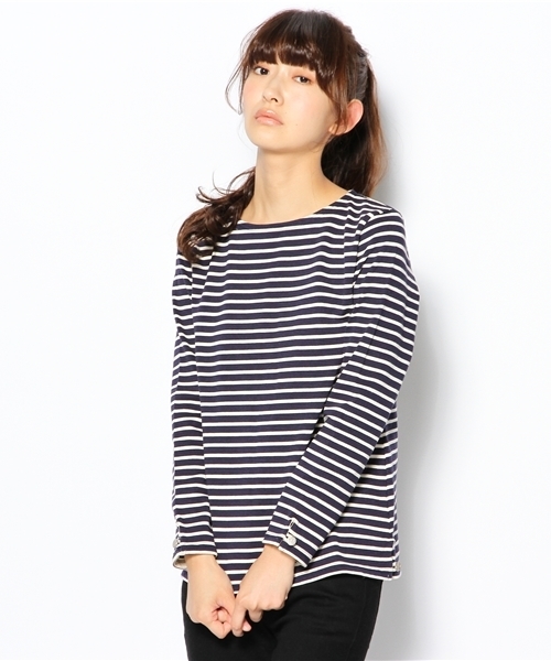 BEAMS BOY（ビームスボーイ）の「△BEAMS BOY / ボーダー後釦 ボートネック②（Tシャツ/カットソー・レディース・ブラック/グリーン/ネイビー・ONE SIZE）」の3枚目の写真