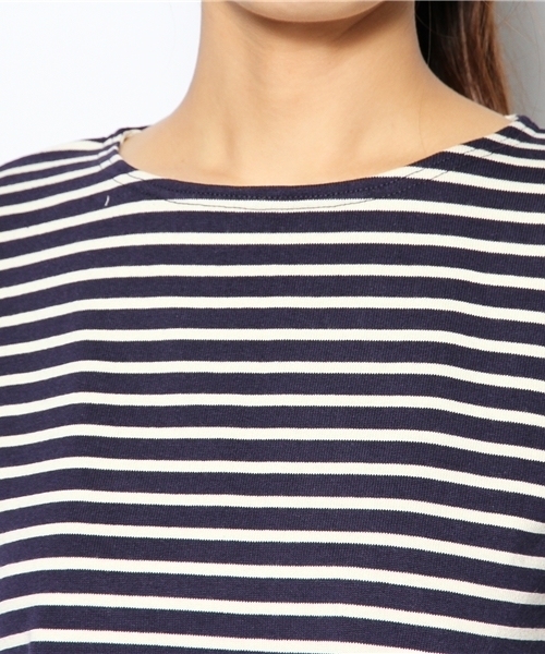 BEAMS BOY（ビームスボーイ）の「△BEAMS BOY / ボーダー後釦 ボートネック②（Tシャツ/カットソー・レディース・ブラック/グリーン/ネイビー・ONE SIZE）」の7枚目の写真