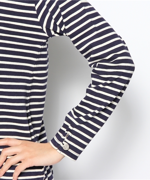 BEAMS BOY（ビームスボーイ）の「△BEAMS BOY / ボーダー後釦 ボートネック②（Tシャツ/カットソー・レディース・ブラック/グリーン/ネイビー・ONE SIZE）」の8枚目の写真