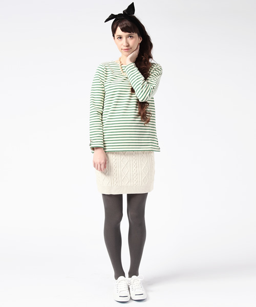 BEAMS BOY（ビームスボーイ）の「△BEAMS BOY / ボーダー後釦 ボートネック②（Tシャツ/カットソー・レディース・ブラック/グリーン/ネイビー・ONE SIZE）」の12枚目の写真