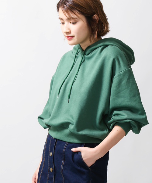 WEGO(ウィゴー)の「WEGO/デイリーショートパーカー(パーカー・レディース・杢グレー/マスタード/オフホワイト/ワイン/ブラック/グリーン/ピンク・FREE)」の4枚目の写真