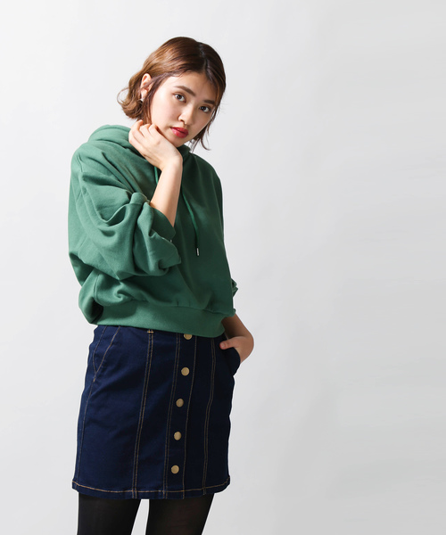 WEGO(ウィゴー)の「WEGO/デイリーショートパーカー(パーカー・レディース・杢グレー/マスタード/オフホワイト/ワイン/ブラック/グリーン/ピンク・FREE)」の21枚目の写真