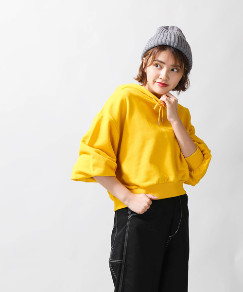 WEGO(ウィゴー)の「WEGO/デイリーショートパーカー(パーカー・レディース・杢グレー/マスタード/オフホワイト/ワイン/ブラック/グリーン/ピンク・FREE)」の18枚目の写真