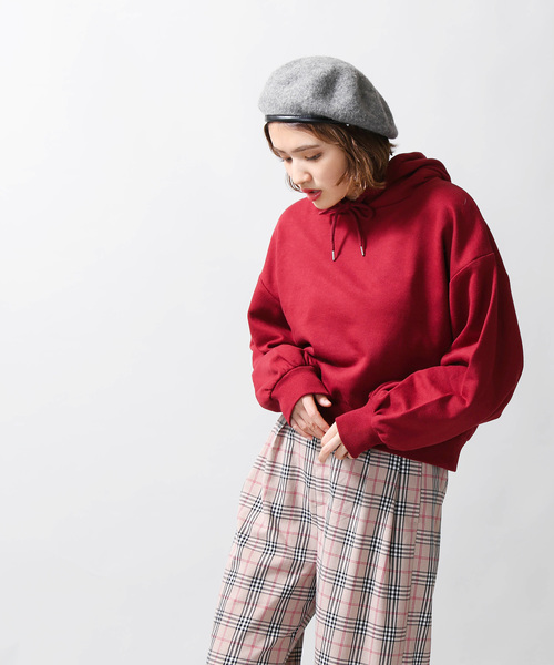 WEGO(ウィゴー)の「WEGO/デイリーショートパーカー(パーカー・レディース・杢グレー/マスタード/オフホワイト/ワイン/ブラック/グリーン/ピンク・FREE)」の16枚目の写真