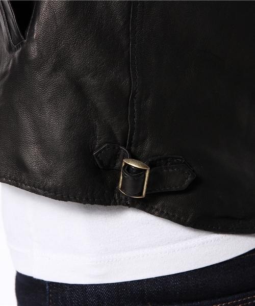 SHIPS for women（シップスフォーウィメン）の「ラムレザー ノーカラージャケット（ノーカラージャケット・レディース・ブラック/ベージュ系その他・38/36）」の14枚目の写真