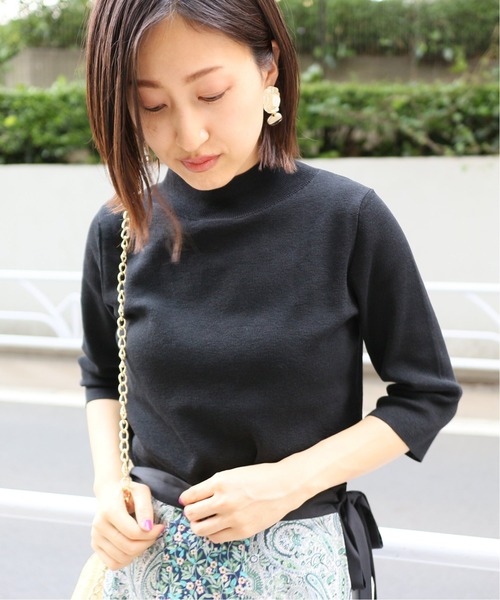 La TOTALITE(ラトータリテ)の「ハイネック5分袖プルオーバー【手洗い可能】◆(ニット/セーター・レディース・ブラック/オリーブ・FREE)」の15枚目の写真