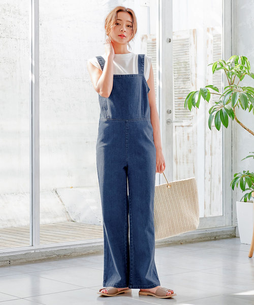 KOBE LETTUCE（コウベレタス）の「スクエアネックデニムサロペット（サロペット/オーバーオール・レディース・ブルー/アイボリー/ライトブルー・FREE）」の3枚目の写真