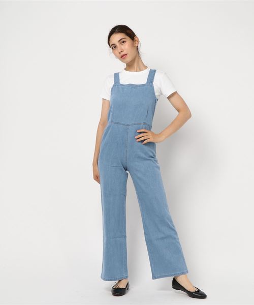 KOBE LETTUCE（コウベレタス）の「スクエアネックデニムサロペット（サロペット/オーバーオール・レディース・ブルー/アイボリー/ライトブルー・FREE）」の11枚目の写真