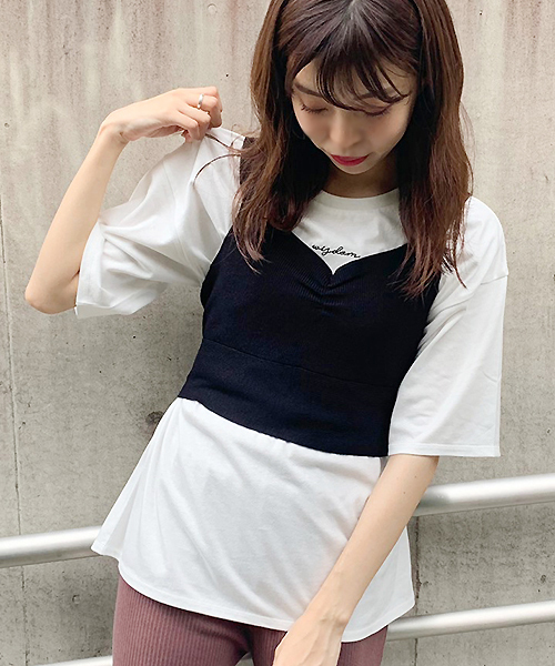 apres jour（アプレジュール）の「バックリボンビスチェTセット【ZOZOTOWN限定アイテム】（Tシャツ/カットソー・レディース・ブラック/モカ・フリー）」の3枚目の写真