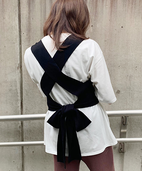 apres jour（アプレジュール）の「バックリボンビスチェTセット【ZOZOTOWN限定アイテム】（Tシャツ/カットソー・レディース・ブラック/モカ・フリー）」の6枚目の写真