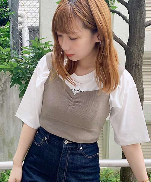 apres jour（アプレジュール）の「バックリボンビスチェTセット【ZOZOTOWN限定アイテム】（Tシャツ/カットソー・レディース・ブラック/モカ・フリー）」の14枚目の写真