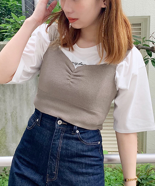 apres jour（アプレジュール）の「バックリボンビスチェTセット【ZOZOTOWN限定アイテム】（Tシャツ/カットソー・レディース・ブラック/モカ・フリー）」の15枚目の写真