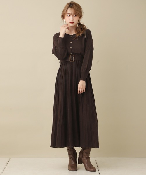 one after another NICE CLAUP(ワンアフターアナザーナイスクラップ)の「【ZOZO限定】前後2wayプリーツニットワンピース(ワンピース・レディース・アイボリー/ブラウン/ミント/パープル・FREE)」の12枚目の写真
