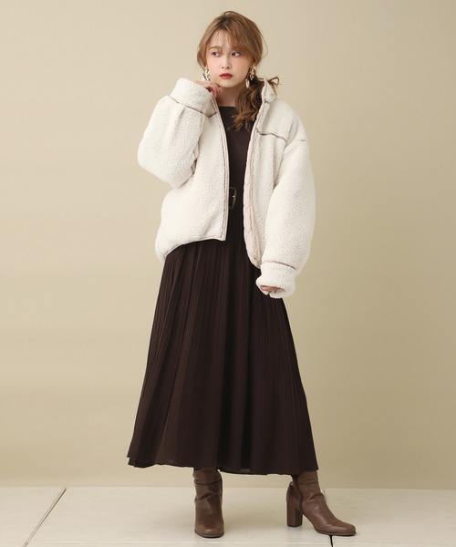one after another NICE CLAUP(ワンアフターアナザーナイスクラップ)の「【ZOZO限定】前後2wayプリーツニットワンピース(ワンピース・レディース・アイボリー/ブラウン/ミント/パープル・FREE)」の20枚目の写真