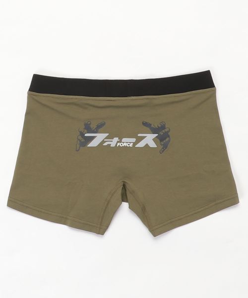 OVER THE TWELVE（オーバーザトゥウェルブ）の「OVER THE TWELVE/オーバー ザ トゥエルヴ/無地ベア天竺リフレクター"FORCE"柄プリント（ボクサーパンツ・メンズ・ブルー/グリーン・MEDIUM/LARGE）」の3枚目の写真