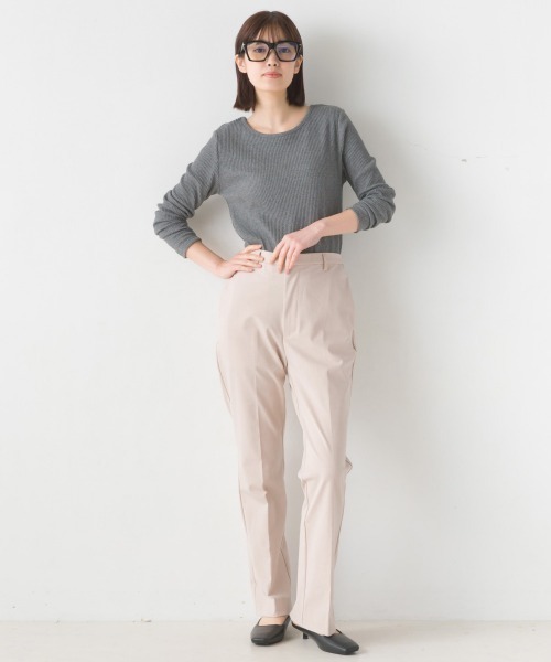 OMNES Another Edition（オムネス アナザーエディション）の「後ろV開き リブカットソー プルオーバー（Tシャツ/カットソー・レディース・ブラック/ベージュ/グレー/アイボリー/ラベンダー/モカ/ライトグレー/ホワイト/パープル系その他/グレイッシュベージュ/テラコッタ・FREE）」の21枚目の写真