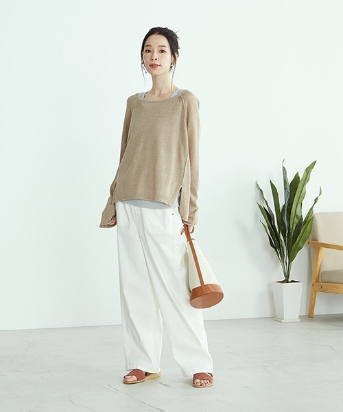 ONIGIRI（オニギリ）の「【セットアイテム】シアーニット プルオーバー ＆ タンクトップ レイヤード（ニット/セーター・レディース・ホワイト/ブラウン/ミント・FREE）」の8枚目の写真