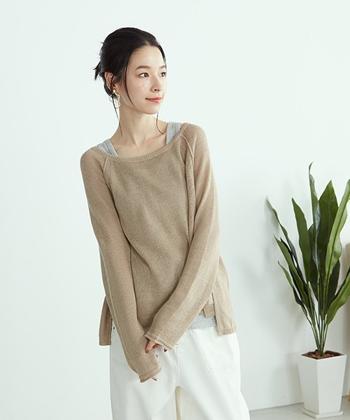 ONIGIRI（オニギリ）の「【セットアイテム】シアーニット プルオーバー ＆ タンクトップ レイヤード（ニット/セーター・レディース・ホワイト/ブラウン/ミント・FREE）」の12枚目の写真