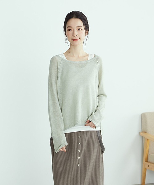 ONIGIRI（オニギリ）の「【セットアイテム】シアーニット プルオーバー ＆ タンクトップ レイヤード（ニット/セーター・レディース・ホワイト/ブラウン/ミント・FREE）」の11枚目の写真