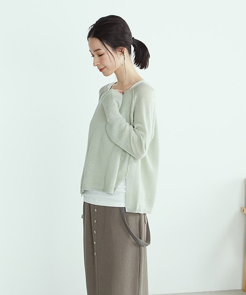 ONIGIRI（オニギリ）の「【セットアイテム】シアーニット プルオーバー ＆ タンクトップ レイヤード（ニット/セーター・レディース・ホワイト/ブラウン/ミント・FREE）」の14枚目の写真