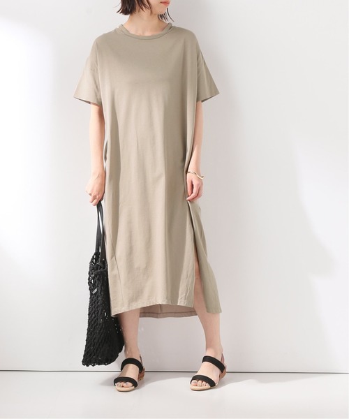 B.C STOCK(ベーセーストック)の「スーピマネックカッティングワンピース◆(Tシャツ/カットソー・レディース・ベージュ/ブラウン/グリーン・FREE)」の8枚目の写真