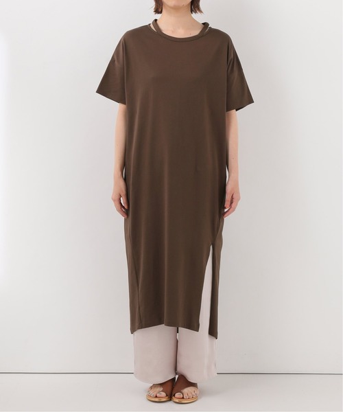 B.C STOCK(ベーセーストック)の「スーピマネックカッティングワンピース◆(Tシャツ/カットソー・レディース・ベージュ/ブラウン/グリーン・FREE)」の21枚目の写真