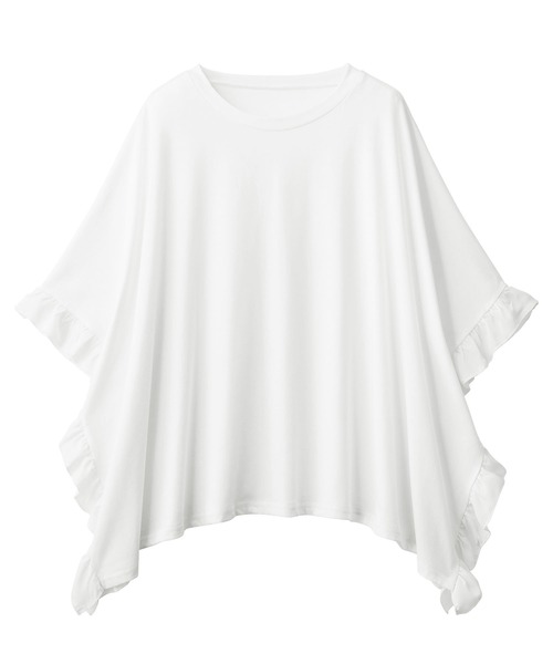 GeeRA(ジーラ)の「袖フリルポンチョ風トップス(Tシャツ/カットソー・レディース・ブラック/ホワイト/カーキ・MEDIUM/LARGE/SMALL/X-LARGE/XX-LARGE)」の10枚目の写真