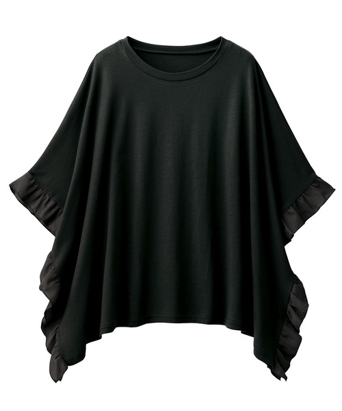 GeeRA(ジーラ)の「袖フリルポンチョ風トップス(Tシャツ/カットソー・レディース・ブラック/ホワイト/カーキ・MEDIUM/LARGE/SMALL/X-LARGE/XX-LARGE)」の9枚目の写真