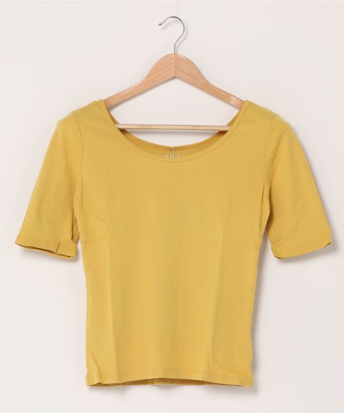 three dots(スリードッツ)の「ダブルUネック 五分袖Tシャツ(Tシャツ/カットソー・レディース・グリーン系その他/ブルー系その他/グリーン系その他2/ピンク系その他・SMALL/MEDIUM)」の3枚目の写真