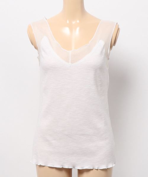 Styleblock スタイルブロック の シアー素材別布使いリブタンクトップ タンクトップ Wear