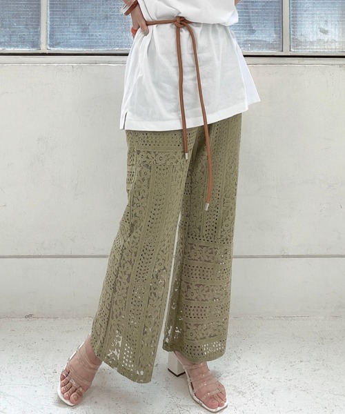 archives（アルシーヴ）の「レース切替パンツ（その他パンツ・レディース・ブラック/グリーン/アイボリー/ミント/ブラウン・MEDIUM）」の4枚目の写真