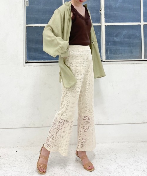 archives（アルシーヴ）の「レース切替パンツ（その他パンツ・レディース・ブラック/グリーン/アイボリー/ミント/ブラウン・MEDIUM）」の7枚目の写真