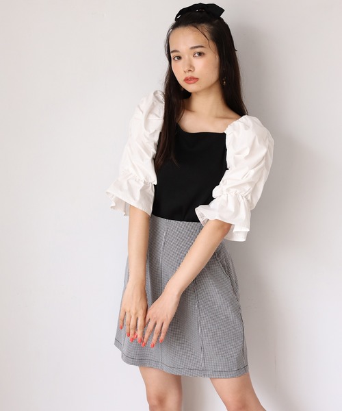 one after another NICE CLAUP（ワンアフターアナザーナイスクラップ）の「7分丈袖コンシャストップス（Tシャツ/カットソー・レディース・ブラック/ブラウン/オフホワイト・FREE）」の5枚目の写真