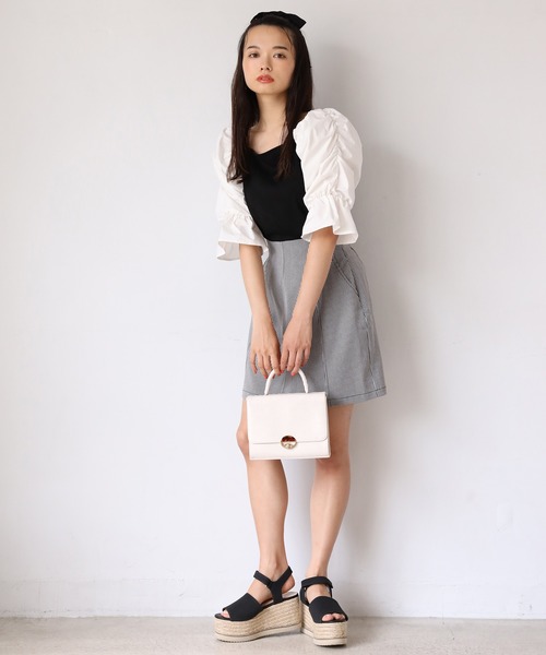 one after another NICE CLAUP（ワンアフターアナザーナイスクラップ）の「7分丈袖コンシャストップス（Tシャツ/カットソー・レディース・ブラック/ブラウン/オフホワイト・FREE）」の9枚目の写真