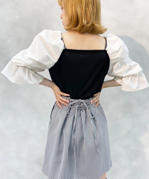 one after another NICE CLAUP（ワンアフターアナザーナイスクラップ）の「7分丈袖コンシャストップス（Tシャツ/カットソー・レディース・ブラック/ブラウン/オフホワイト・FREE）」の18枚目の写真