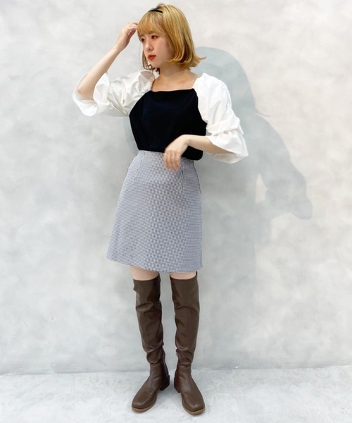 one after another NICE CLAUP（ワンアフターアナザーナイスクラップ）の「7分丈袖コンシャストップス（Tシャツ/カットソー・レディース・ブラック/ブラウン/オフホワイト・FREE）」の17枚目の写真