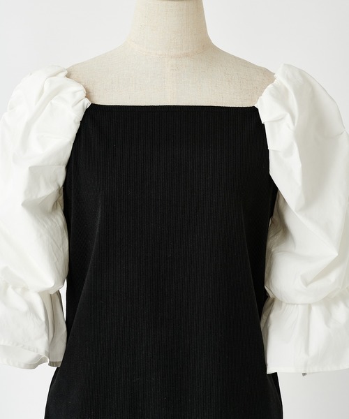 one after another NICE CLAUP（ワンアフターアナザーナイスクラップ）の「7分丈袖コンシャストップス（Tシャツ/カットソー・レディース・ブラック/ブラウン/オフホワイト・FREE）」の12枚目の写真