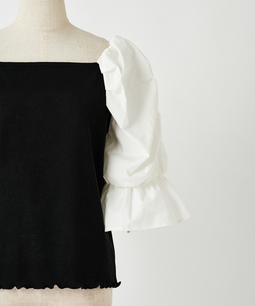 one after another NICE CLAUP（ワンアフターアナザーナイスクラップ）の「7分丈袖コンシャストップス（Tシャツ/カットソー・レディース・ブラック/ブラウン/オフホワイト・FREE）」の11枚目の写真