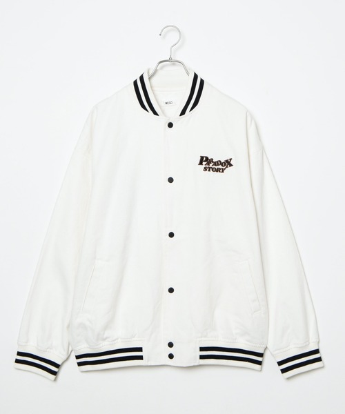 WEGO（ウィゴー）の「WEGO/カツラギロゴビッグシルエットスタジャン（スタジャン・メンズ・ホワイト/ブラック・MEDIUM/LARGE）」の15枚目の写真