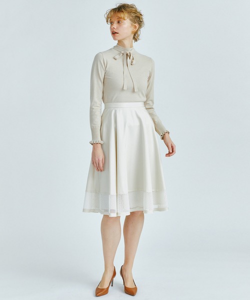 LANVIN en Bleu（ランバンオンブルー）の「スクエアレース切替スカート  