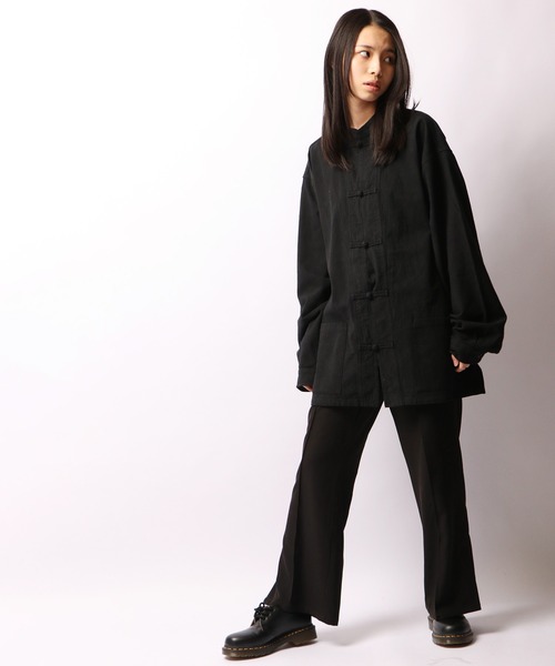 SUGGESTION(サジェッション)の「【SUGGESTION】梨地オーバーサイズカンフーシャツ(シャツ/ブラウス・メンズ・ブラック/モスグリーン/グレイッシュベージュ・M/L)」の13枚目の写真