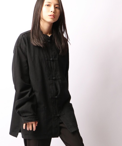 SUGGESTION】梨地オーバーサイズカンフーシャツ（シャツ/ブラウス