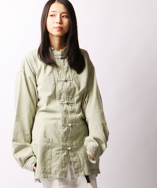 SUGGESTION(サジェッション)の「【SUGGESTION】梨地オーバーサイズカンフーシャツ(シャツ/ブラウス・メンズ・ブラック/モスグリーン/グレイッシュベージュ・M/L)」の20枚目の写真
