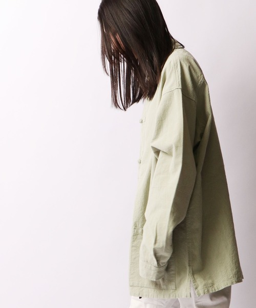 SUGGESTION(サジェッション)の「【SUGGESTION】梨地オーバーサイズカンフーシャツ(シャツ/ブラウス・メンズ・ブラック/モスグリーン/グレイッシュベージュ・M/L)」の21枚目の写真
