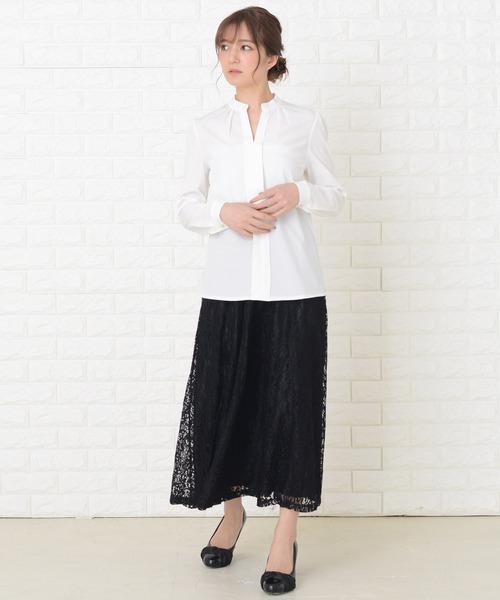 Lace Ladies(レースレディース)の「ペイズリー柄 総レース ウエストゴム仕様 ロングスカート(スカート・レディース・ネイビー/ブラック/ブルーグリーン/グレー/ブルー/ミント・FREE)」の14枚目の写真