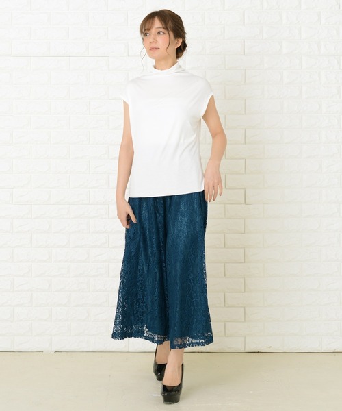Lace Ladies(レースレディース)の「ペイズリー柄 総レース ウエストゴム仕様 ロングスカート(スカート・レディース・ネイビー/ブラック/ブルーグリーン/グレー/ブルー/ミント・FREE)」の22枚目の写真