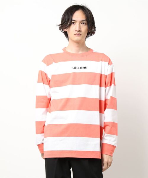 NO WAY（ノーウェイ）の「/先染めボーダー長袖Tシャツ/（Tシャツ/カットソー・メンズ・ブラック/ベージュ/オレンジ/ネイビー・LARGE/MEDIUM）」の4枚目の写真