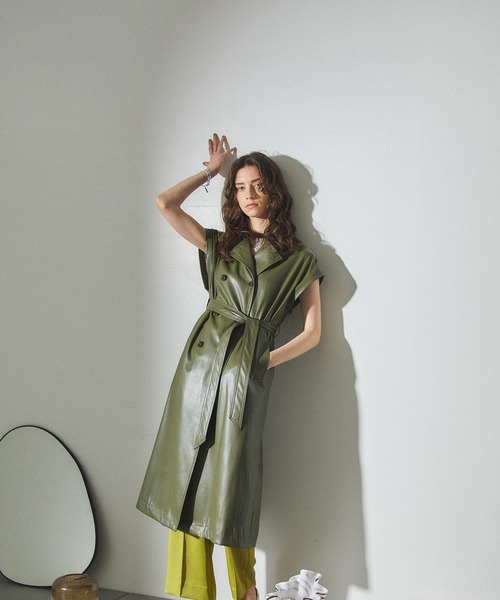 PUBLIC TOKYO（パブリックトウキョウ）の「ヴィーガンレザージレ（その他アウター・レディース・カーキ・FREE）」の4枚目の写真