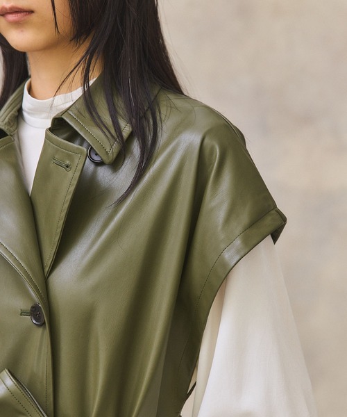 PUBLIC TOKYO（パブリックトウキョウ）の「ヴィーガンレザージレ（その他アウター・レディース・カーキ・FREE）」の18枚目の写真