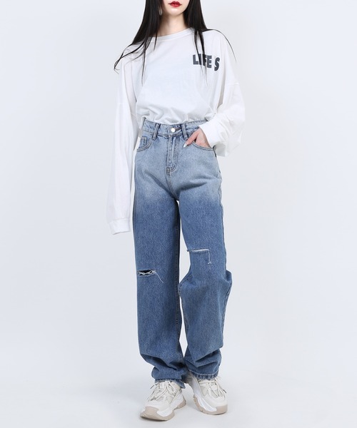 Figments(フィグメンツ)の「グラデーションデニムパンツ(デニムパンツ・レディース・ライトインディゴブルー・SMALL/MEDIUM)」の4枚目の写真